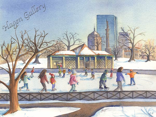 Skaters at the Frog Pond